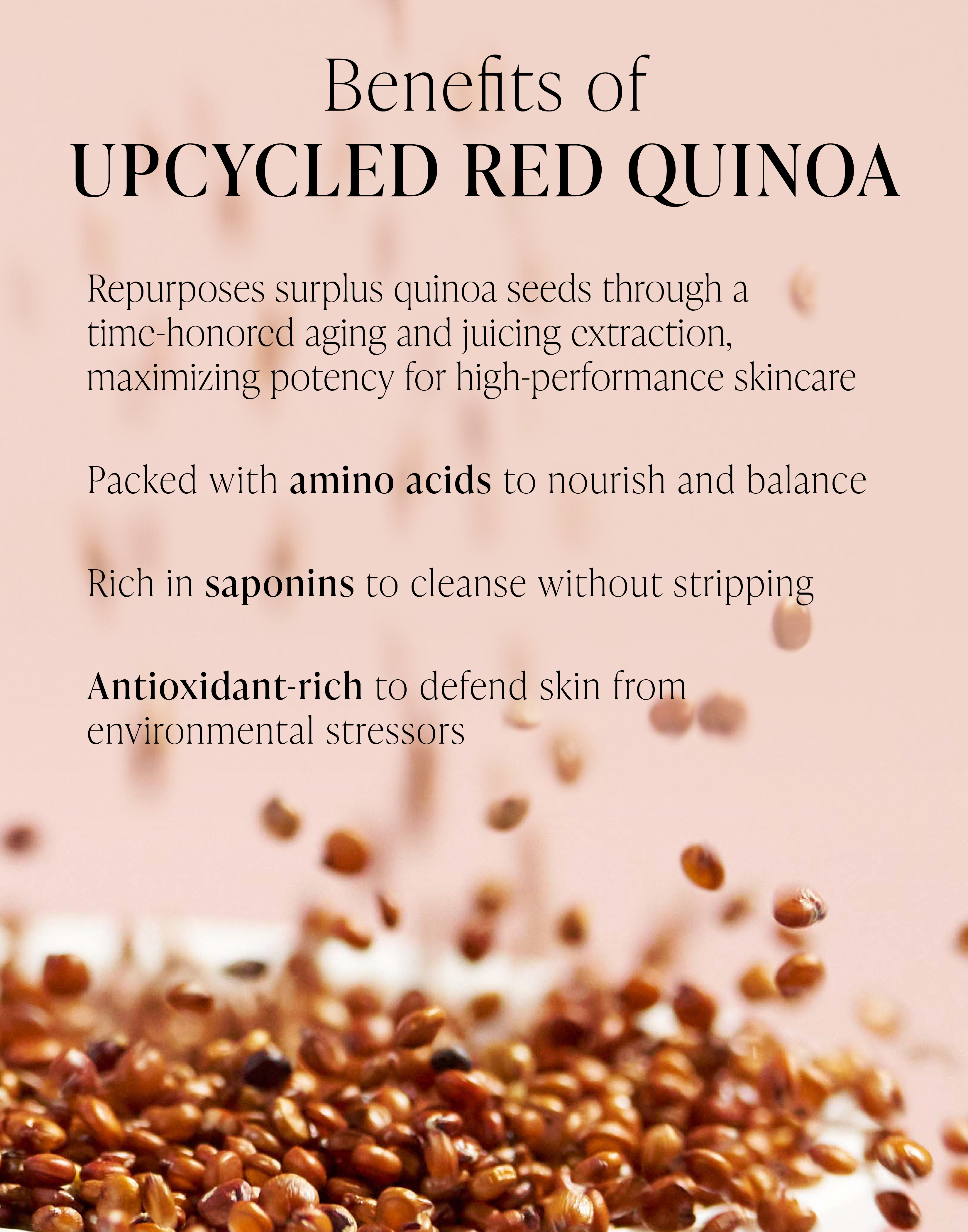 Upcycled red quinoa graphic explaining the benefits